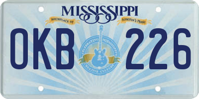 MS license plate OKB226
