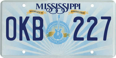 MS license plate OKB227