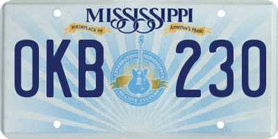 MS license plate OKB230