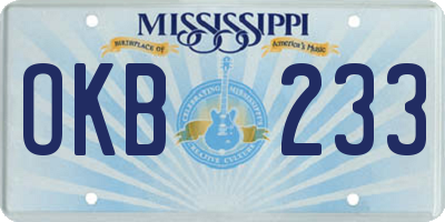 MS license plate OKB233