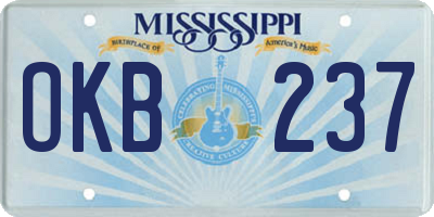 MS license plate OKB237