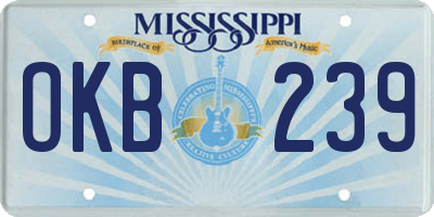 MS license plate OKB239