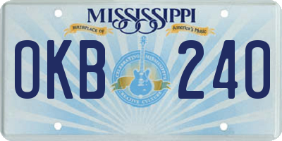 MS license plate OKB240