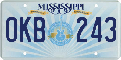 MS license plate OKB243