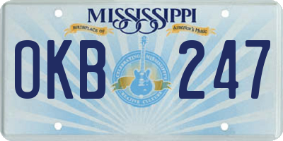 MS license plate OKB247