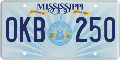 MS license plate OKB250