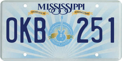 MS license plate OKB251