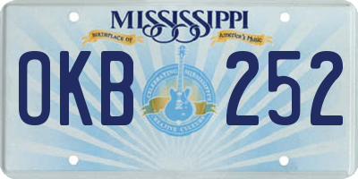 MS license plate OKB252