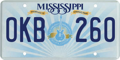 MS license plate OKB260