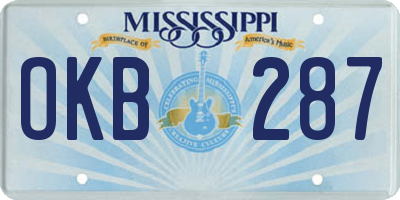 MS license plate OKB287
