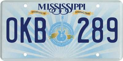 MS license plate OKB289