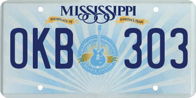 MS license plate OKB303
