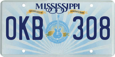 MS license plate OKB308