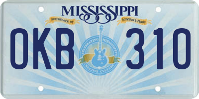MS license plate OKB310