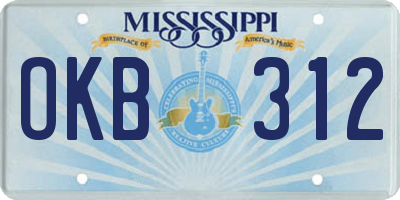MS license plate OKB312