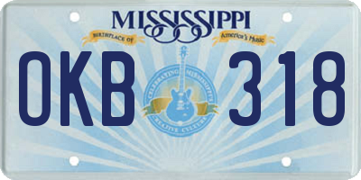 MS license plate OKB318