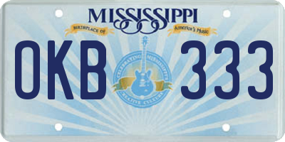 MS license plate OKB333