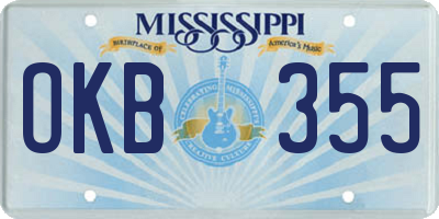 MS license plate OKB355