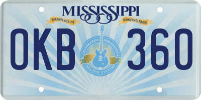 MS license plate OKB360