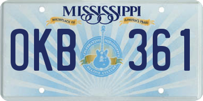 MS license plate OKB361