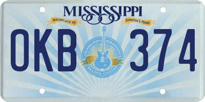 MS license plate OKB374