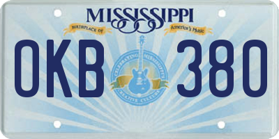MS license plate OKB380