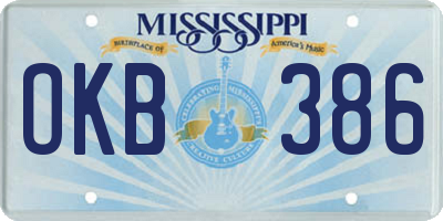 MS license plate OKB386