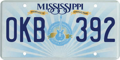 MS license plate OKB392