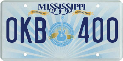 MS license plate OKB400