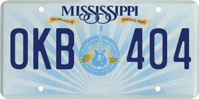 MS license plate OKB404