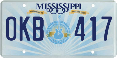 MS license plate OKB417
