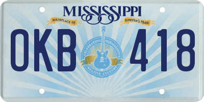 MS license plate OKB418
