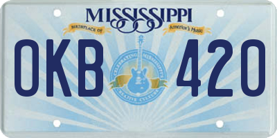 MS license plate OKB420