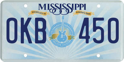 MS license plate OKB450