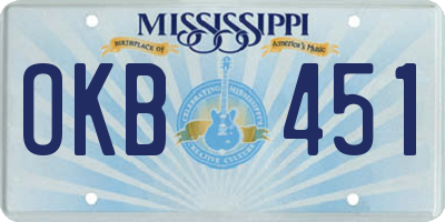 MS license plate OKB451