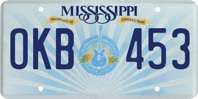 MS license plate OKB453