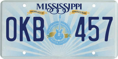 MS license plate OKB457