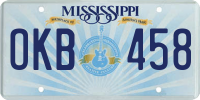 MS license plate OKB458