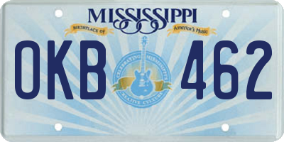 MS license plate OKB462