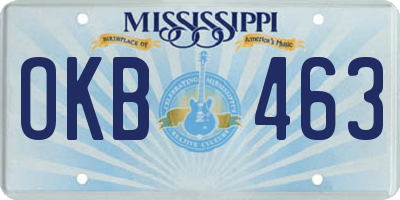 MS license plate OKB463
