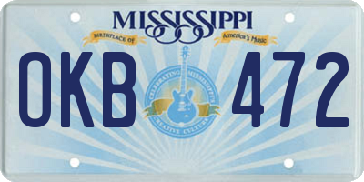 MS license plate OKB472