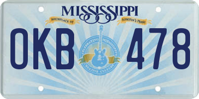 MS license plate OKB478