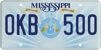 MS license plate OKB500