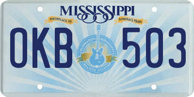 MS license plate OKB503