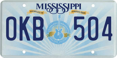 MS license plate OKB504