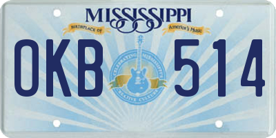 MS license plate OKB514
