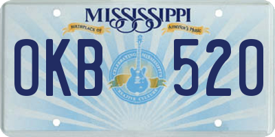 MS license plate OKB520