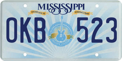 MS license plate OKB523