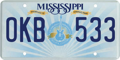 MS license plate OKB533