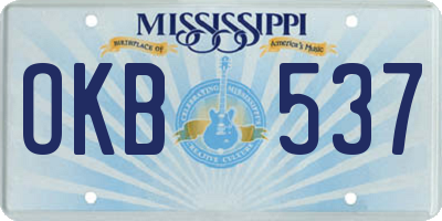 MS license plate OKB537